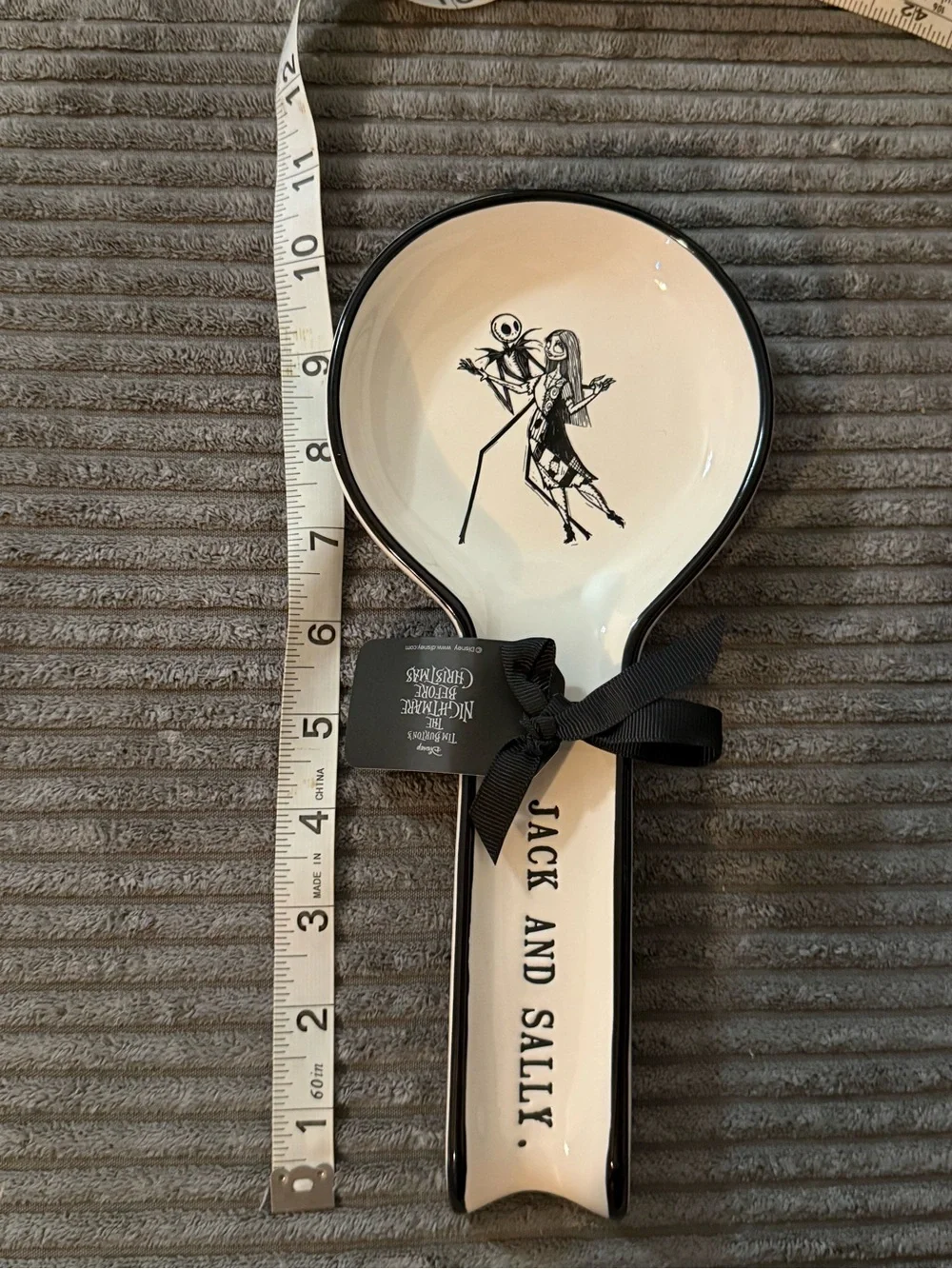 Rae Dunn x Nightmare Before Christmas White Ceramic Spoon Rest- JACK & SALLY